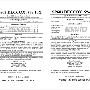 Millbrook Feeds Deccox 0.5% 10X