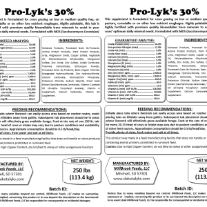 Millbrook Feeds Pro-Lyk's 30% Tubs